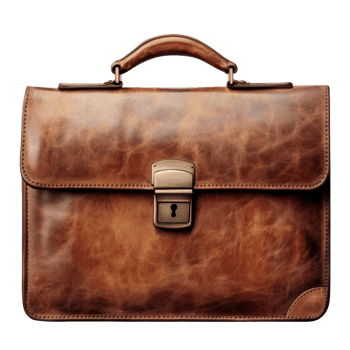 A Vintage Brown Leather Briefcase With A Brass Clasp png