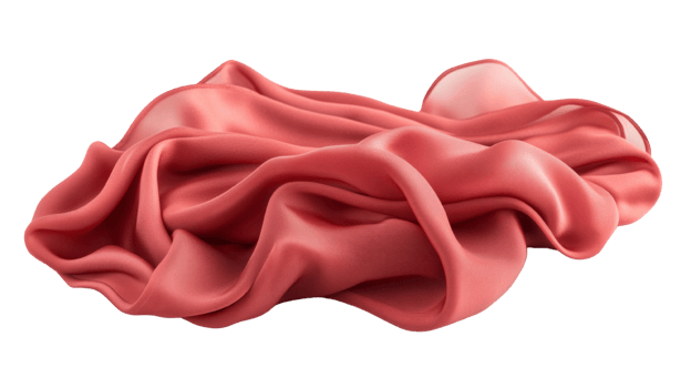 Draped coral silk fabric shows soft texture png