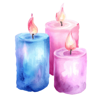 Three Watercolor Candles Burning Brightly png