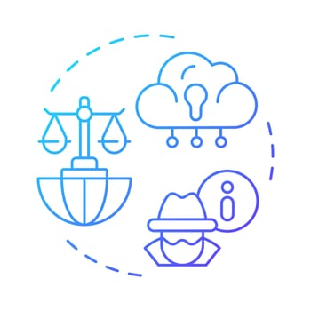 Privacy right blue gradient concept icon. Cyber security. System, access. Hacking, crime. Round shape line illustration. Abstract idea. Graphic design. Easy to use in infographic, presentation vector