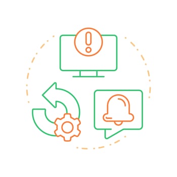 Exception reports duo tone concept icon. Discrepancies between planned and actual performance. MRP output. Round two color outline illustration. Abstract design. Easy to use in booklet vector