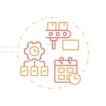 Master production schedule duo tone concept icon. Products manufacture planning process. MRP input. Round two color outline illustration. Abstract design. Easy to use in booklet vector