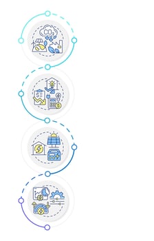 Energy management benefits infographic design template. Ecology preservation, sufficiency. Data visualization 4 options. Process vertical flow chart vector
