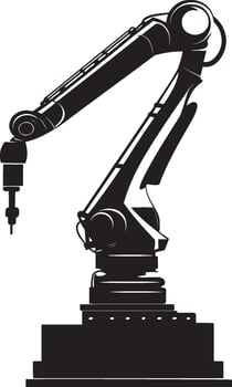 Black illustration of a simple industrial robot silhouette. vector
