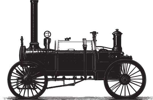 Steam Engine simple silhouette black illustration vector