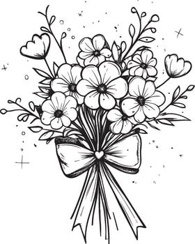 a bouquet of flowers with a bow and stars vector