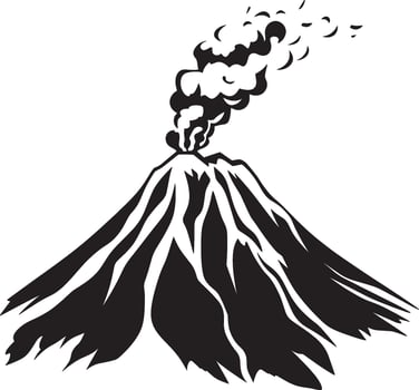 volcano icon, black and white illustration volcano vector