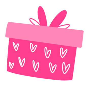 A pink gift box with hearts on it png