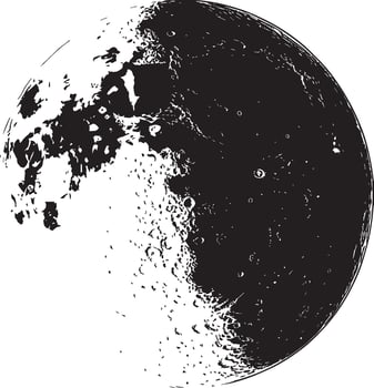 the moon is shown in black and white vector