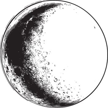 a black and white drawing of a moon vector