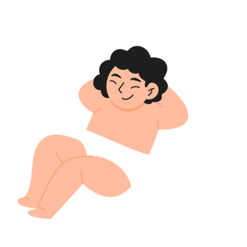 A cartoon angel laying on his back png