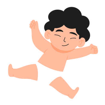 A cartoon baby angel with wings and a diaper png