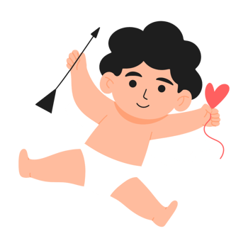 Cupid with arrow and heart png
