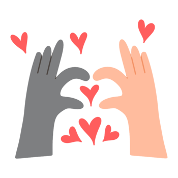 Two hands making a heart shape with hearts falling from the hands png