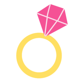 A wedding ring with a pink diamond png