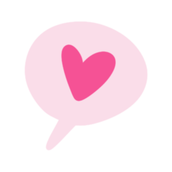A pink speech bubble with a heart in it png