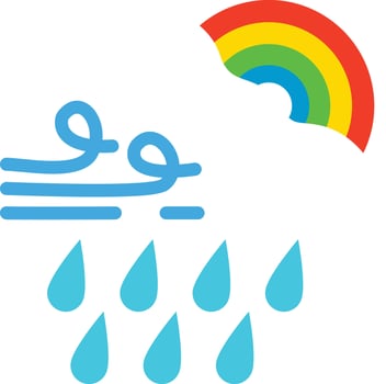 Rainy day icon with rainbow and raindrops vector