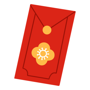 A red envelope with a flower Chinese gifts png