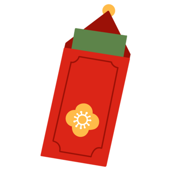 A red envelope with a flower on it png