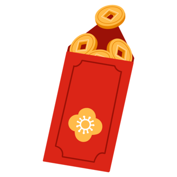 A red envelope with coins inside png