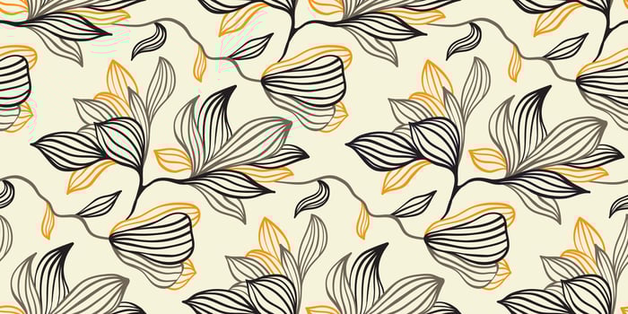 Hand drawn simple abstract floral print. Trendy collage frame pattern. Fashionable template for fabric design. Line pattern vector