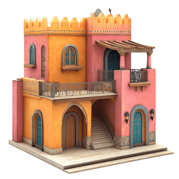 Arabian House 3D Rendering Against White Background png