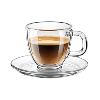 A Glass Cup of Espresso on a Saucer png