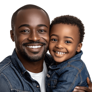 A Man and a Child Smiling and Laughing Isolated png