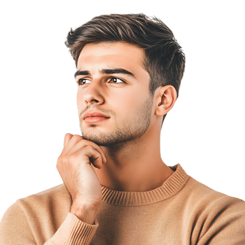 PNG Thoughtful Young Man with Stylish Haircut Against Transparent Background
