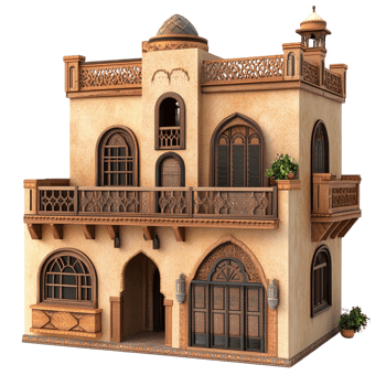 Arabian House 3D Rendering Against White Background png