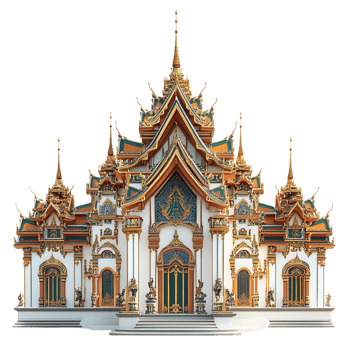 PNG Stunning Architectural Design of a Thai Temple Against Transparent Background