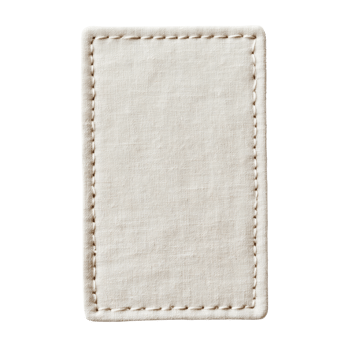Off white fabric label with stitched border png