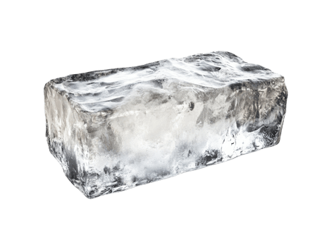 A large rectangular block of clear ice. cut out png