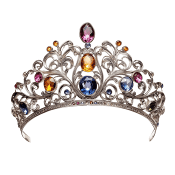 Ornate jeweled crown displays colorful gemstones png