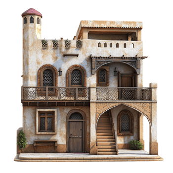 Arabian House 3D Rendering Against White Background png