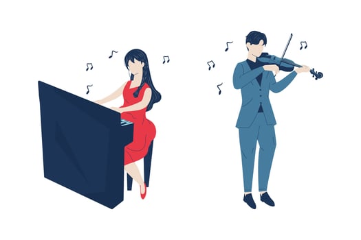 An Illustration of a Couple Playing Music Illustratio vector