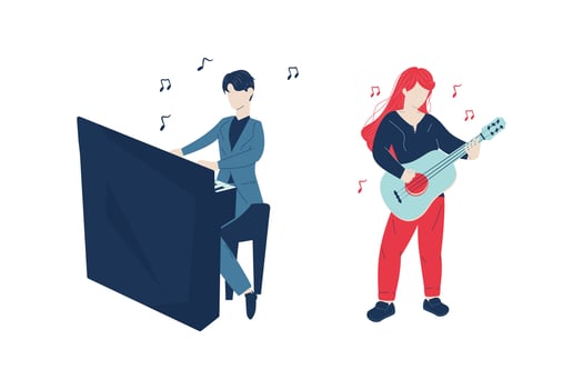 A Woman and Man Playing Music Illustration vector