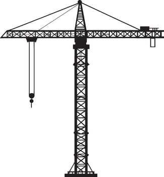 a silhouette of a tower crane on a white background vector