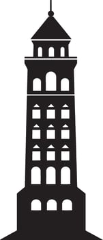 a black and white silhouette of a tall building vector