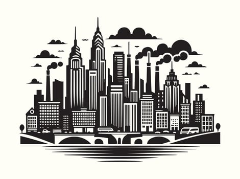 Sleek Black City Skyline Silhouette Designs for Urban and Modern Home Interiors vector