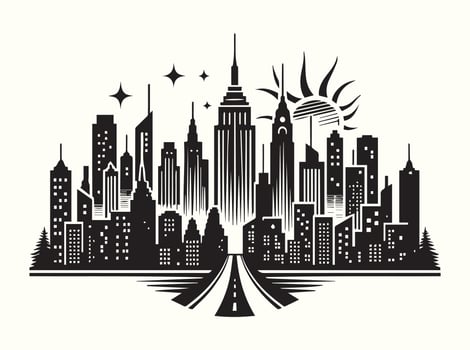 City Skyline Silhouette in Black Perfect for Modern Home Wall Decoration and Design vector