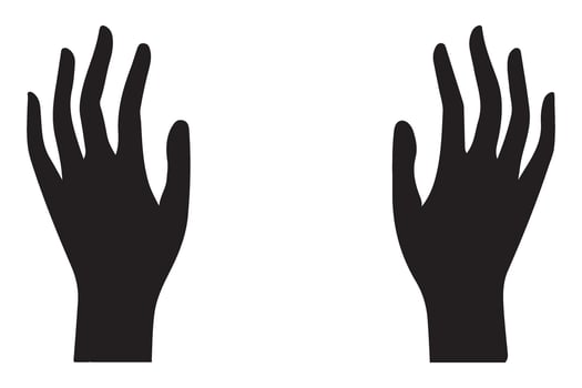 Pair of Simple Hands Silhouette Reaching Upward vector