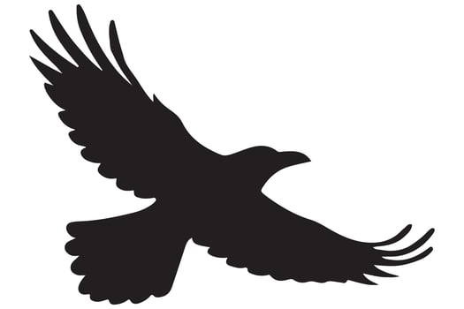Majestic Crow Silhouette in Mid-Flight vector