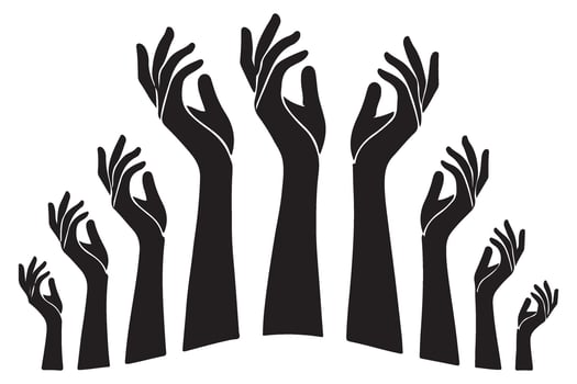 Reaching Hands Silhouette Illustration design vector