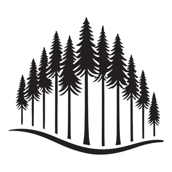 Serene Pine Tree Forest Silhouette Illustration vector