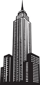 A monochrome sketch of a towering building. vector