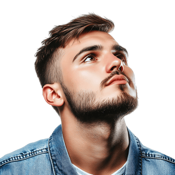 Thoughtful Young Man with Stylish Haircut Against Transparent Background png