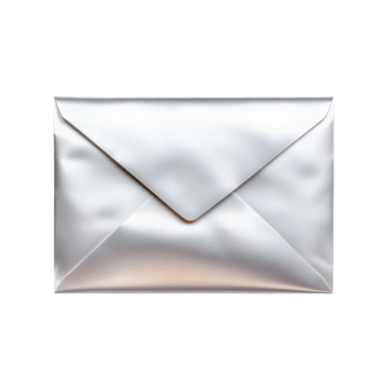 A single silver metallic envelope sits on a black background png