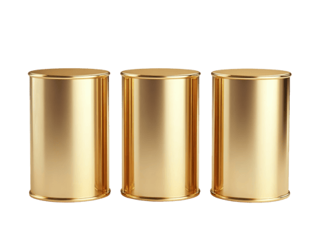 Three Golden Cylindrical Pedestals in a Row png