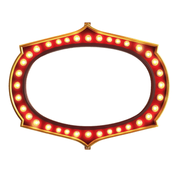 Red Oval Marquee Sign With Golden Frame And Lights png